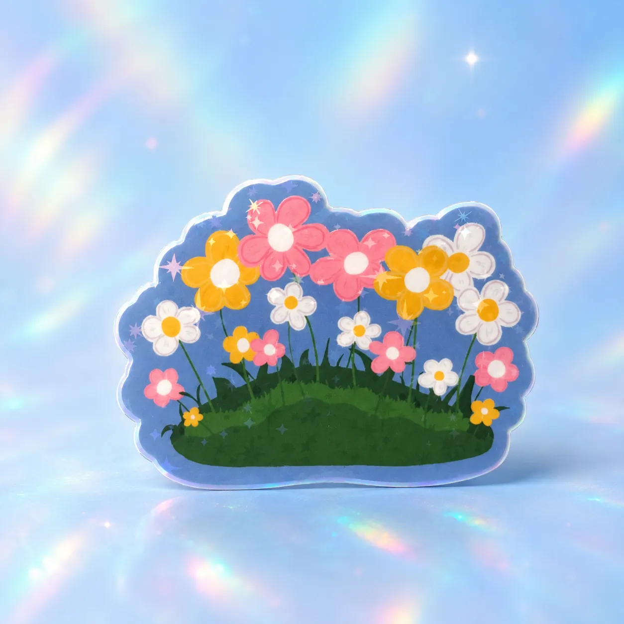 Holografischer Sticker Blumenwiese