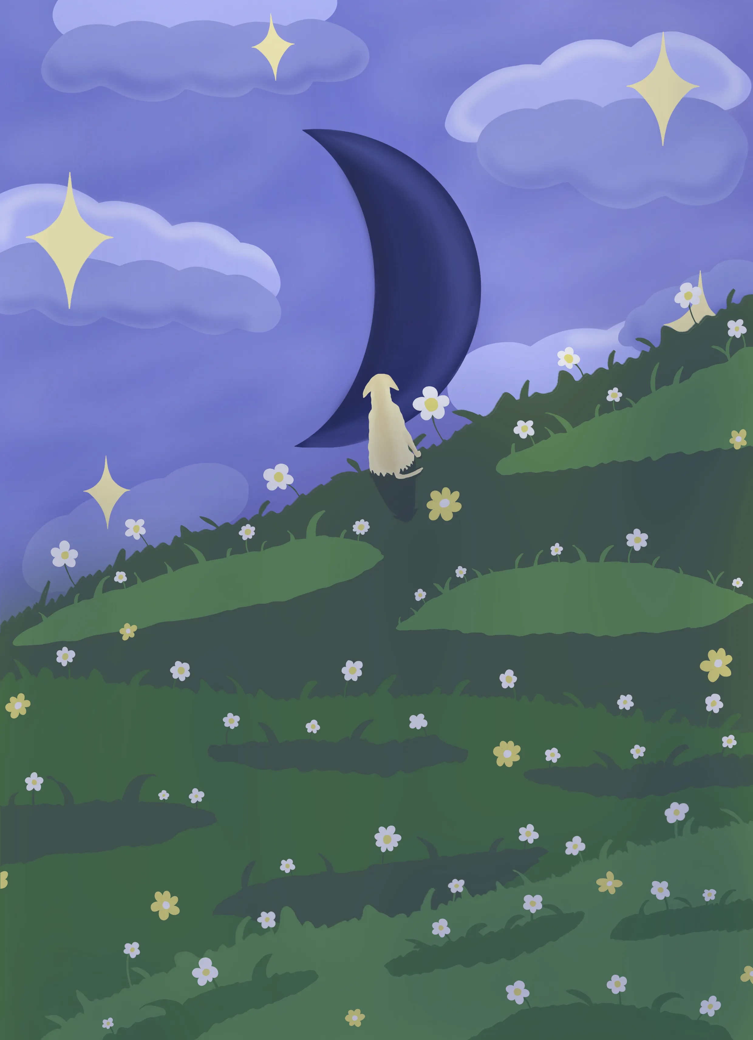 Sunset to Starlight: derselbe Hügel unter Mond und Sternenhimmel