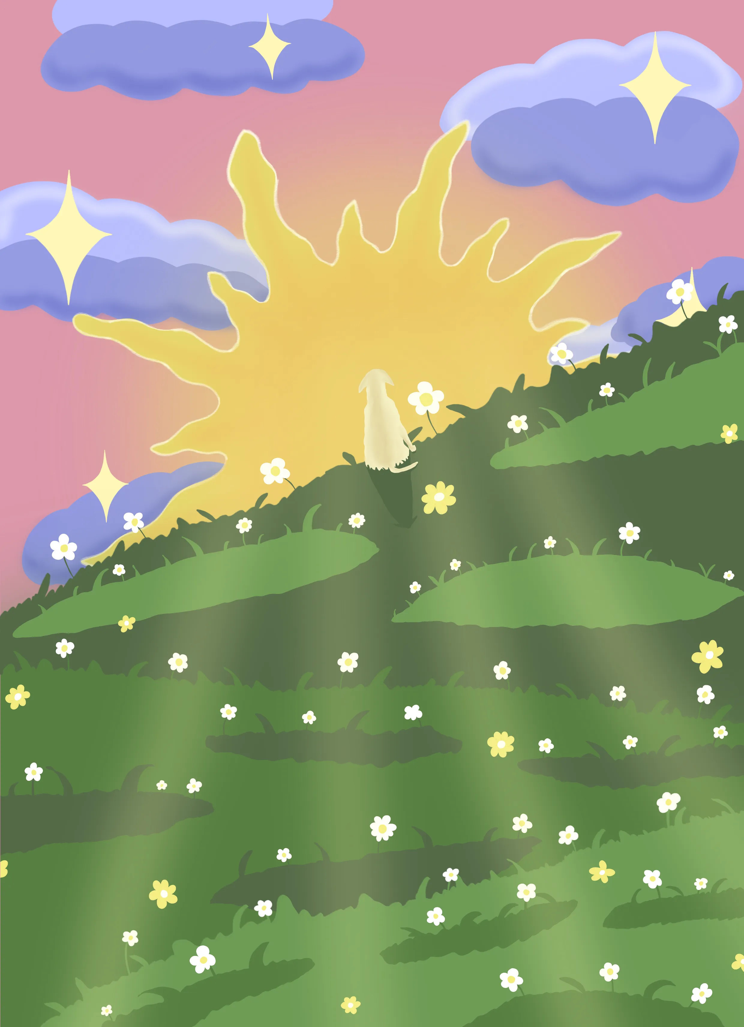 Sunset to Starlight: ein Hund blickt auf dem Hügel in den Sonnenuntergang