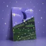 Print „Sunset to Starlight“, Rückseite: derselbe Hügel unter Mond und Sternen