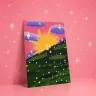 Print „Sunset to Starlight“, Vorderseite: Hund auf dem Hügel im Sonnenuntergang